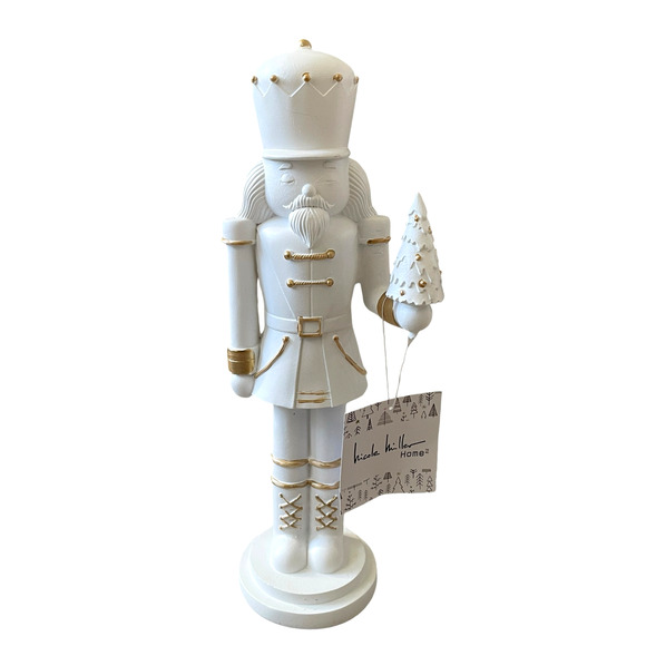 NICOLE MILLER 14in Christmas Nutcracker White & Gold Holiday Glam New - Picture 10 of 10